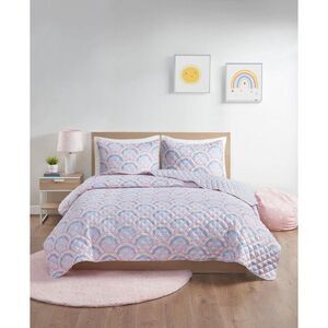 JLA Home Rainbow Reversible 3-Pc. Full/Queen Quilt Mini Set Multi - NWT
